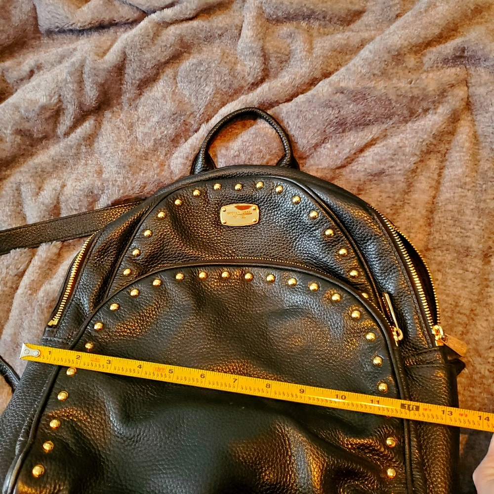 Michael kors black leather backpack